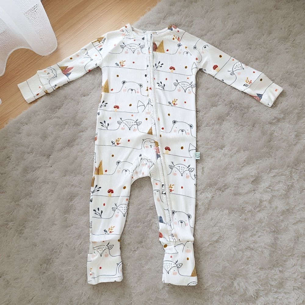 Adorable Kids One Piece with Animal Print Winter Wonderland Organic Bamboo